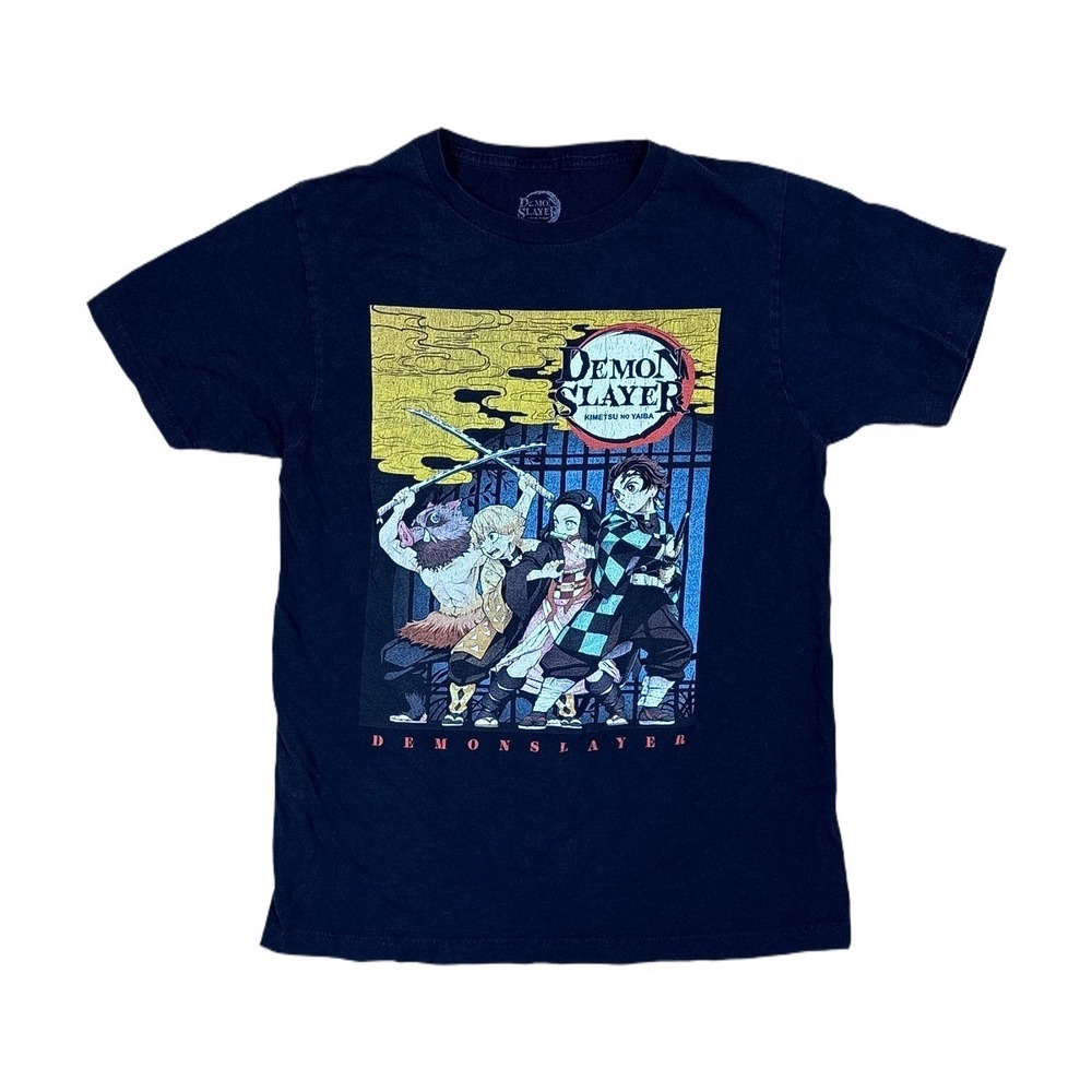 Demon Slayer Graphic T-Shirt Mens Small Black Excellent Anime Manga Tanjiro Tee